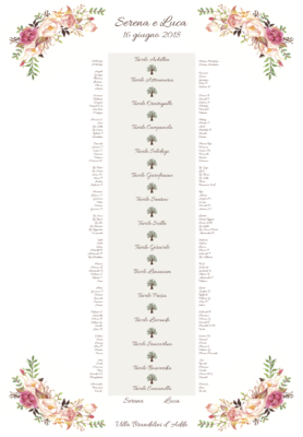 Tableau de Mariage a tema floreale