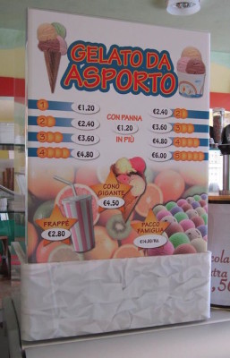 Gelato espositore con supporto in plexiglass con trama in tessuto all'interno