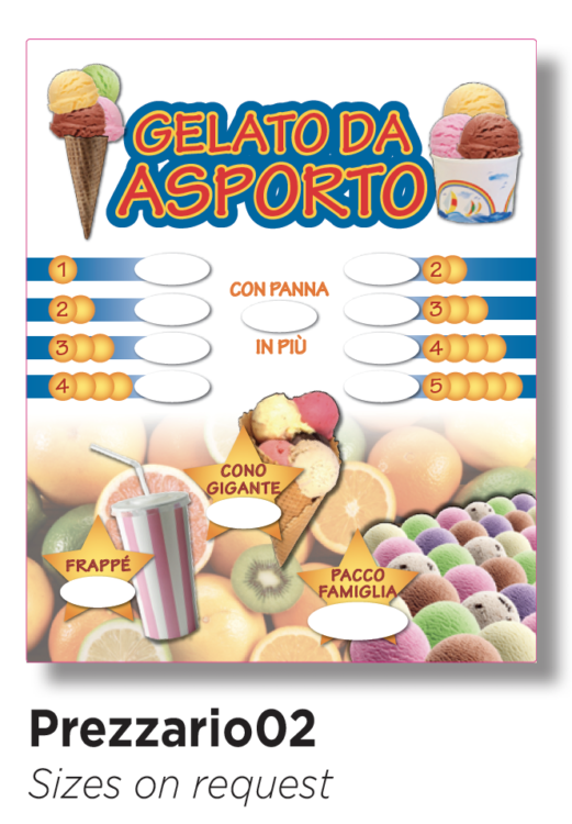 Prezzario in pvc adesivo