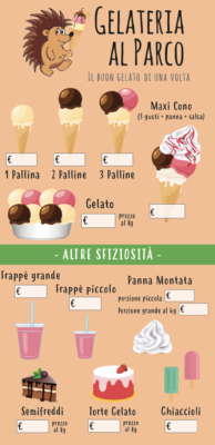 Prezziario gelateria